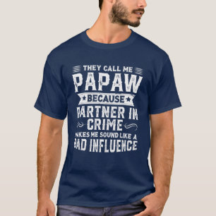 T-shirt Mens Papaw Partenaire Dans Crime Funny Grand-Père
