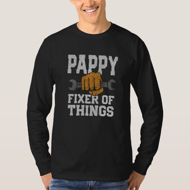 T-shirt Mens Pappy Fixer Of Things Mechanic Dad Car Repair (Devant)