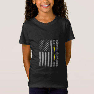 T-Shirt Mens Patriotic Electrician Dad American Flag Fars