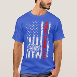 T-shirt Mens Patriotique Jeu Vidéo Papa Drapeau Américain 