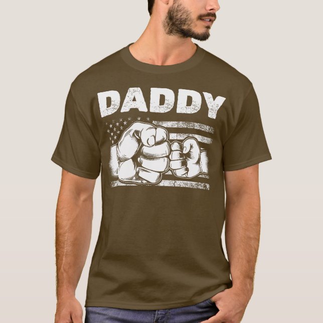 T-shirt Mens Patriotique Papa Fil Fist Bump (Devant)