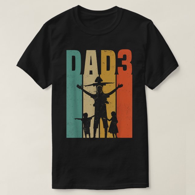 T-shirt Mens Père de 3 Papa 3 Fête des pères (Design devant)