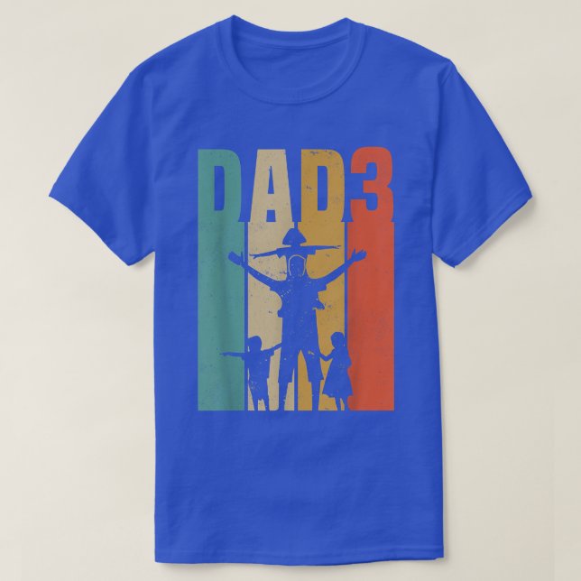 T-shirt Mens Père de 3Papa 3 Fête des pères (Design devant)