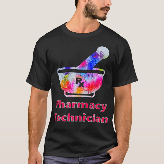 T-shirt Mens Pharmacie Mortar Pestle RX Pharmacy Tech (Devant)
