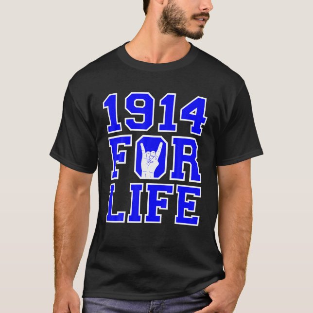 T-shirt Mens Phi-1914 For Life Hand Sign Beta-Sigma (Devant)