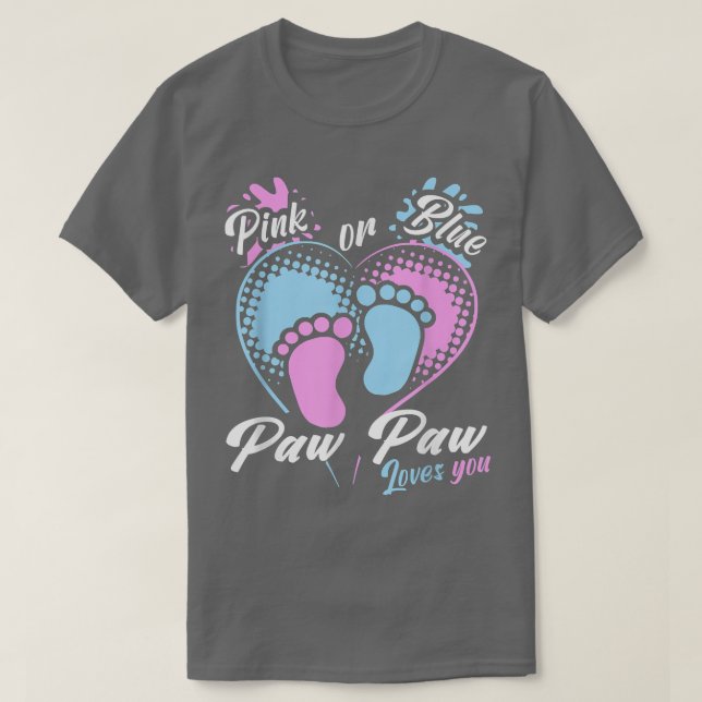 T-shirt Mens Pink Or Blue Paw Paw Loves You Gender Reveal  (Design devant)