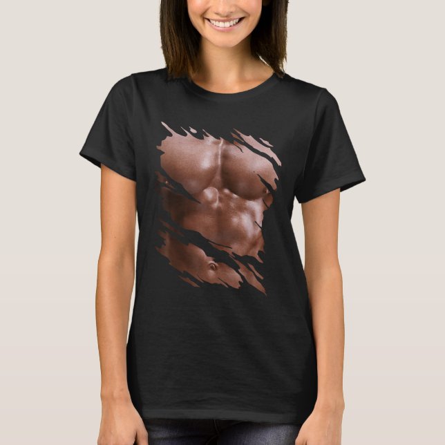T-shirt Mens Poitrine Six Pack I Muscles Bodybuilder I Fak (Devant)