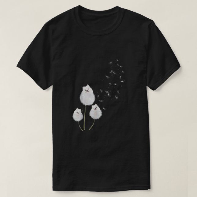 T-shirt Mens Pomeranian Dandelion Tee Pomeranian Co (Design devant)