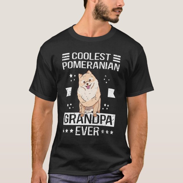 T-shirt Mens Pomeranian Grand-pa Propriétaire Chien Pomera (Devant)