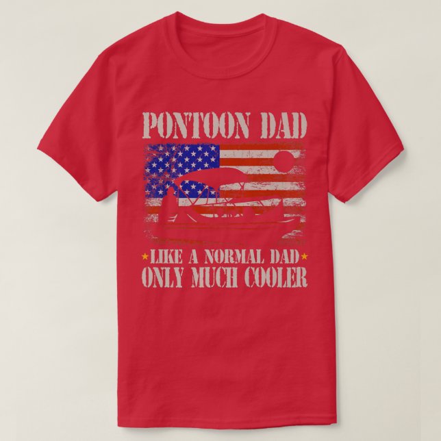 T-shirt Mens Pontoon Dad Boating American Flag 4th of July (Design devant)