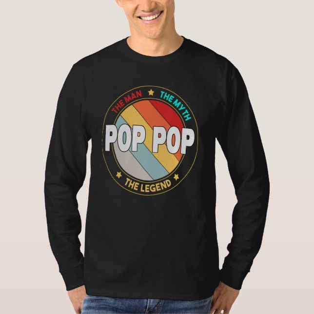 T-shirt Mens Pop Pop The Man The Myth The Legend Père's (Devant)