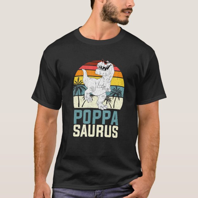 T-shirt Mens Poppasaurus T Rex Dinosaur Poppa Saurus Famil (Devant)