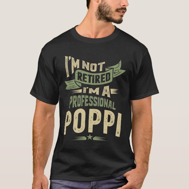 T-shirt Mens Poppi Retraite Funny Papa/Grand-père (Devant)