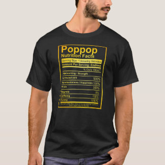 T-shirt Mens Poppop Nutrition Facts Fête des pères Drôle