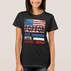 T-shirt Mens Poppop The Man Myth Legend American Flag Flag