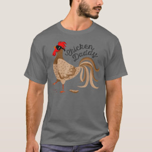 T-shirt Mens Poulet Daddy Poulet Papa Drôle Coq Volet
