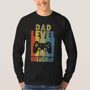 T-shirt Mens Pregnancy Announcement Dad Level Unlocked Soo