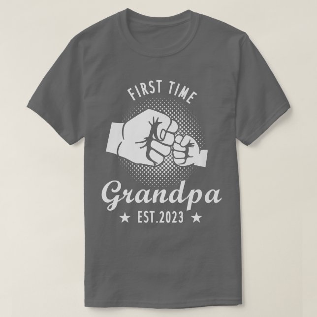 T-shirt Mens Première Fois Grandpa Est 2023, Grandpa Pregn (Design devant)
