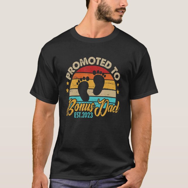 T-shirt Mens Promoted to BonusDad 2023 Father's Day  First (Devant)