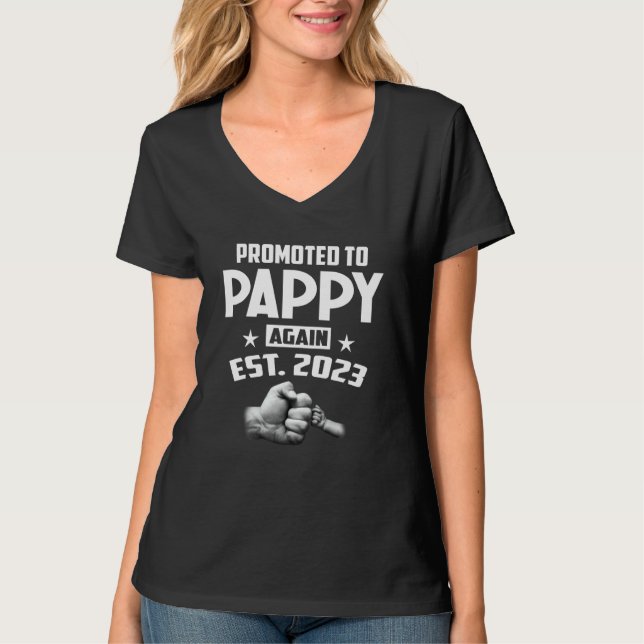 T-shirt Mens Promoted To Pappy Again 2023 Pregnancy Announ (Devant)