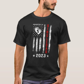 T-shirt Mens Promoted To Singledad 2023 Usa Flag Father's
