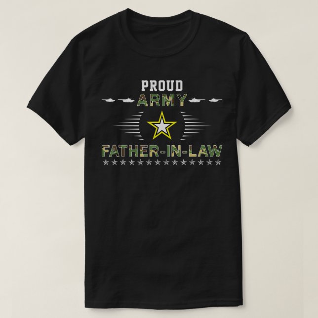 T-shirt Mens Proud Army FatherInLaw Camoue Graphics Army  (Design devant)