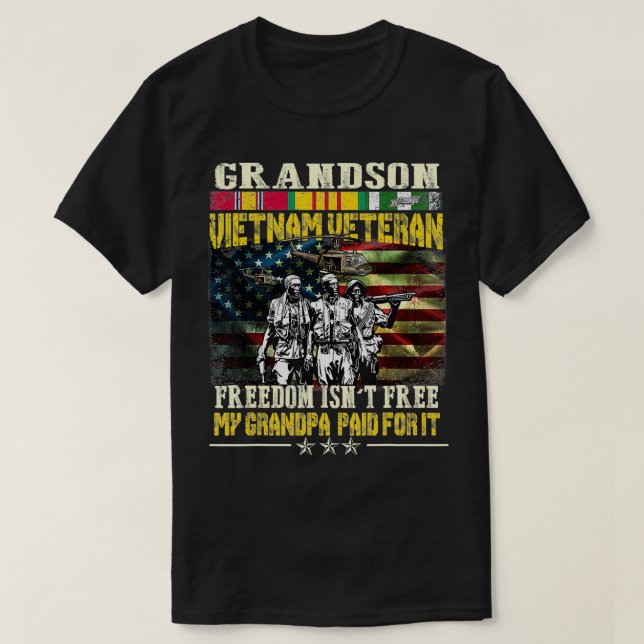 T-shirt Mens Proud Grandson Of Vietnam Vétéran Freedom I (Design devant)