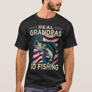 T-shirt Mens Real Grandpas Aller Pêcher Grosse Bouche Bass
