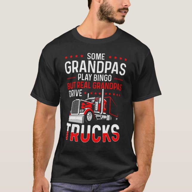 T-shirt Mens Real Grandpas Drive Trucs Truck Driver Gran (Devant)