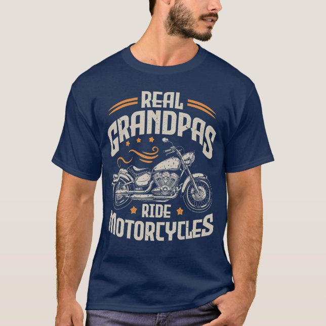 T-shirt Mens Real Grandpas Ride Motorcycles Funny Motorcyc (Devant)