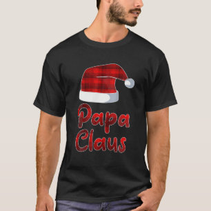 T-shirt Mens Red Plaid Papa Claus Buffalo Santa Hat Xmas F