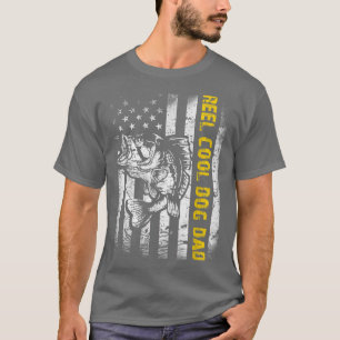 T-shirt Mens Reel Cool Chien Papa PêchePoisson amusant Vin