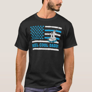 T-shirt Mens Reel Cool Daddy Usa Drapeau Pêche Daddy Père