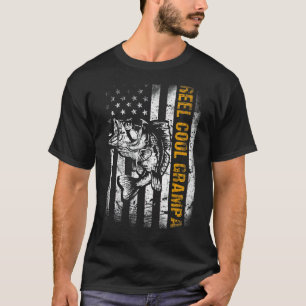 T-shirt Mens Reel Cool Grampa Drapeau Américain Père de pê