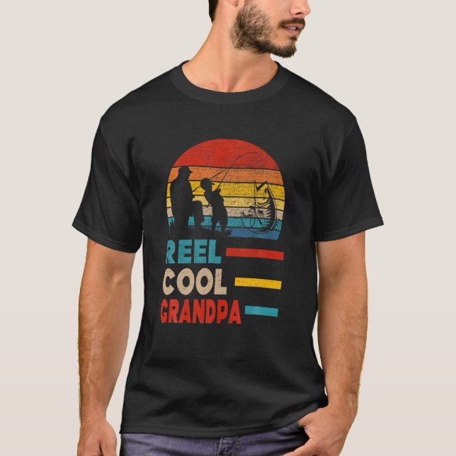 T-shirt Mens Reel Cool Grand-père Pêcheur Daddy Fête des P (Devant)