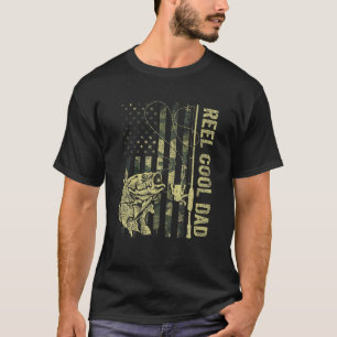 T-shirt Mens Reel Cool Papa Camouflage American Flag Père