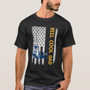 T-shirt Mens Reel Cool Papa Chemise Drapeau Américain Pêch