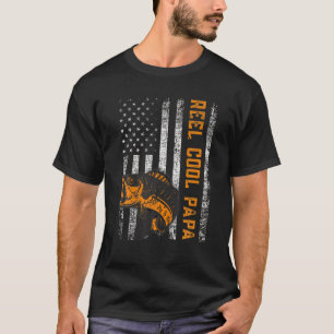 T-shirt Mens Reel Cool Papa Drapeau Pêche Fête des pères a