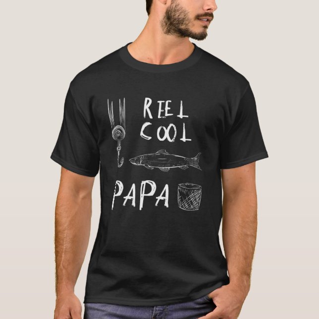T-shirt Mens Reel Cool Papa Pêche papa Fête des pères (Devant)