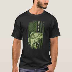 T-shirt Mens Reel Cool Papa Poisson Drapeau Américain Mens