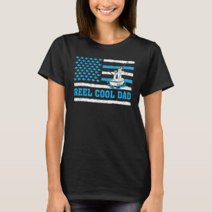 T-shirt Mens Reel Cool Papa Usa Drapeau Pêche Papa Papa's