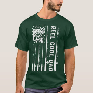 T-shirt Mens Reel Cool Papa USA Drapeau Tea Fisherman Dadd