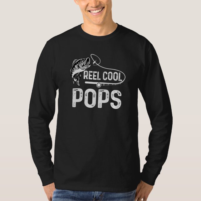 T-shirt Mens Reel Cool Pops Pour Daddy Usa Fishing Père (Devant)