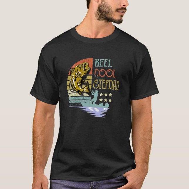T-shirt Mens Reel Cool Stepdad Pêcheur Stepdad Père (Devant)