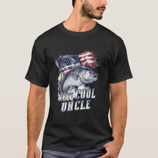 T-shirt Mens Reel Cool Uncle Américain Drapeau Pères de pê
