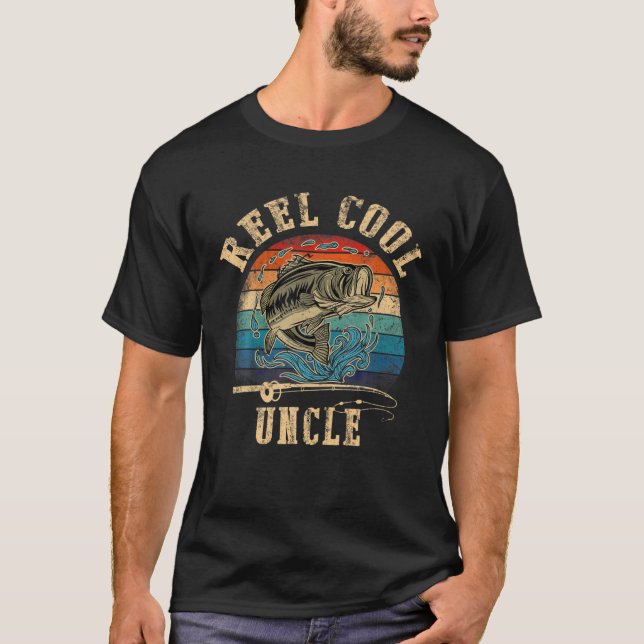 T-shirt Mens Reel Cool Uncle Pêcheur Fête des pères Pêche (Devant)