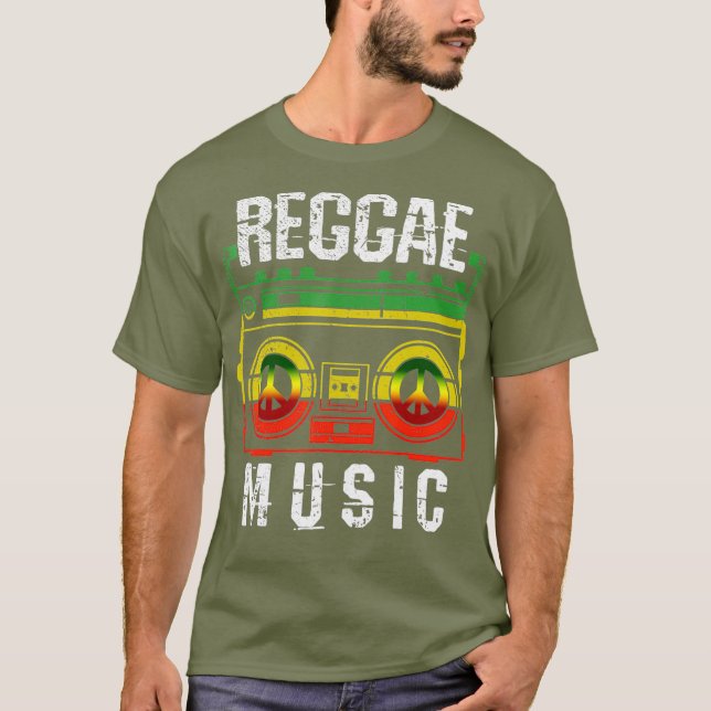 T-shirt Mens Reggae Music Peace One Love Rasta African (Devant)