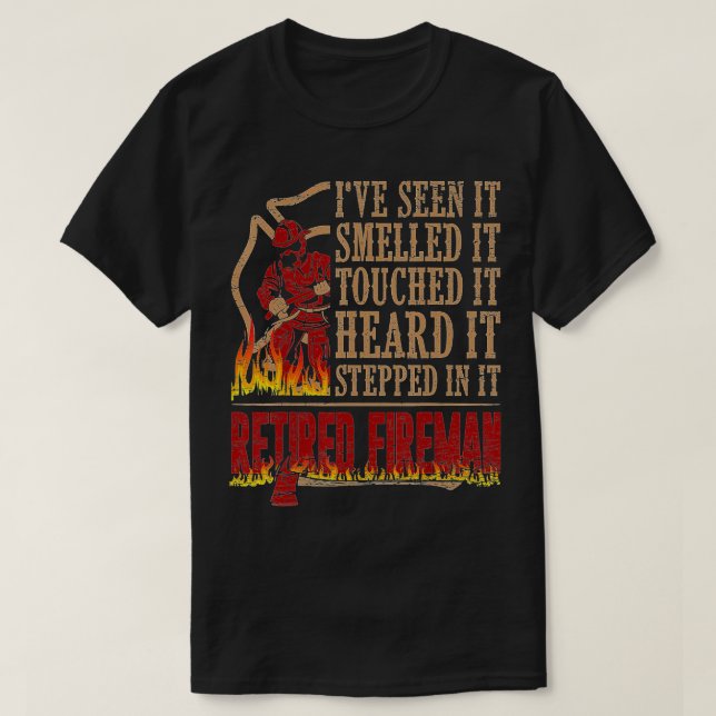 T-shirt Mens Retired Fireman Firefighter Axe Fire  Gift  (Design devant)