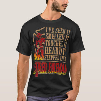 T-shirt Mens Retired Fireman Firefighter Axe Fire  Gift 
