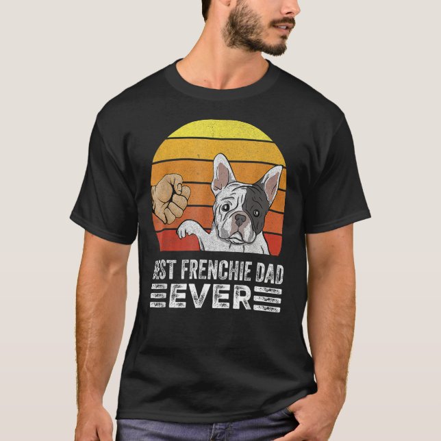 T-shirt Mens Retro Best Frenchie Dad Ever  Daddy French Bu (Devant)